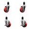 Service Caster 3.5'' Red Poly Wheel Swivel 1-1/2'' Expanding Stem Caster Set 2 Brakes, 4PK SCC-EX20S3514-PPUB-RED-2-TLB-2-112 - alternate 1